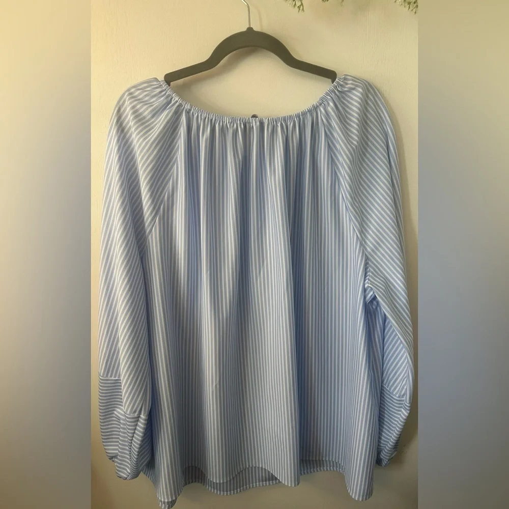 (Sold) Alfani | Blue Striped Blouse - Picture 7 of 7